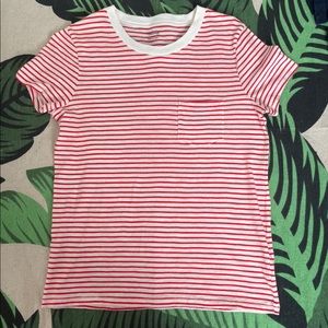red and white striped madwell shirt